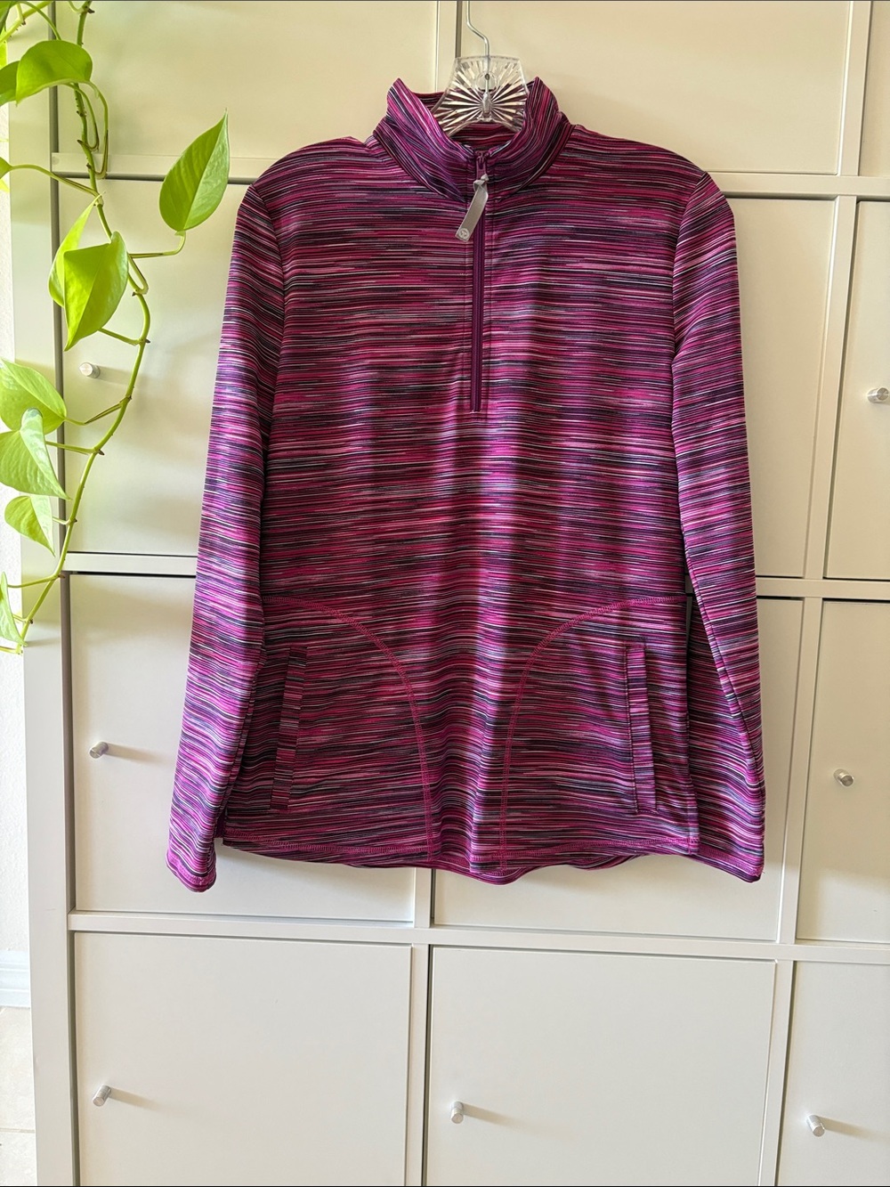 Talbots Pink & Purple Striped Half-Zip Pullover